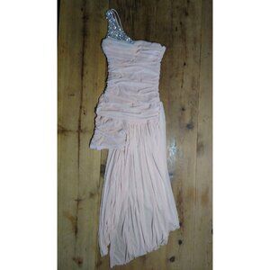 Y2K City Triangles Juniors XL Prom Dress One Shoulder Sparkle Pink 1/2 Short